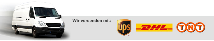 Wir versenden mit: UPS, DHL, TNT